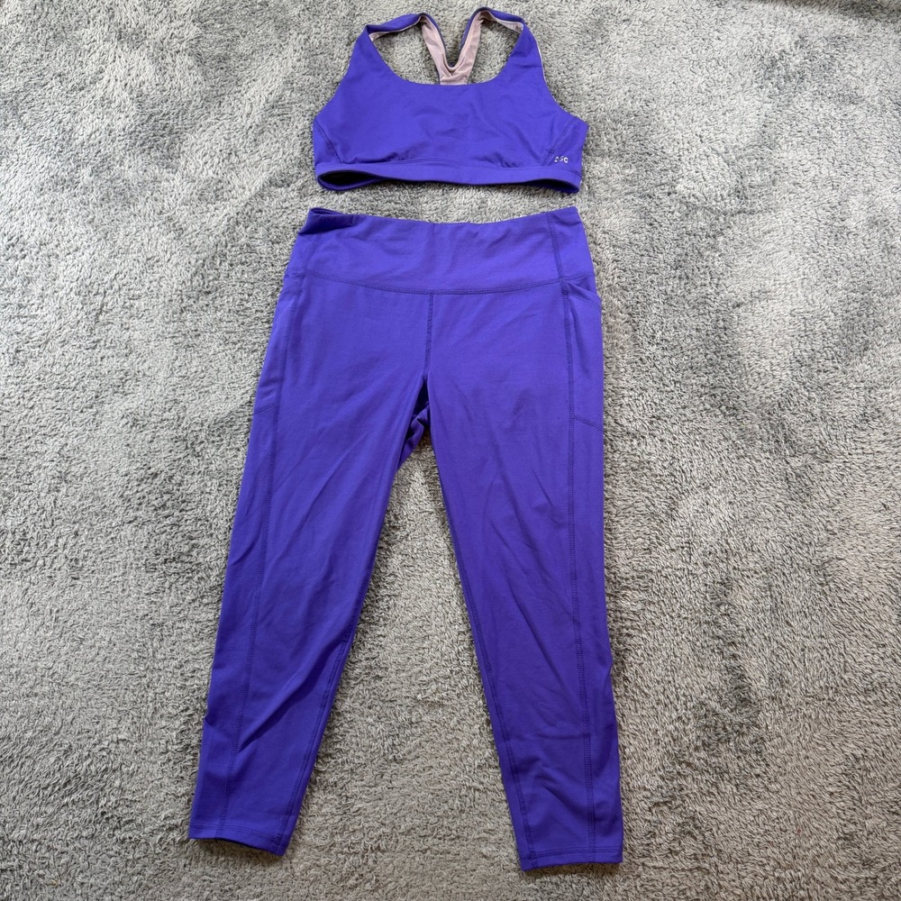 DSG Womens Size L Purple Activewear Set Sports Bra High Waist Leggings 2 Piece